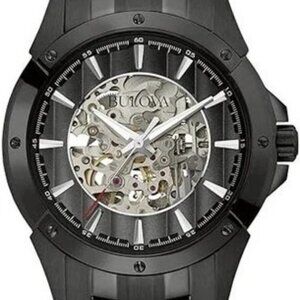 Bulova Men's Classic Full Skeleton Automatic Black Watch 43MM 98A147